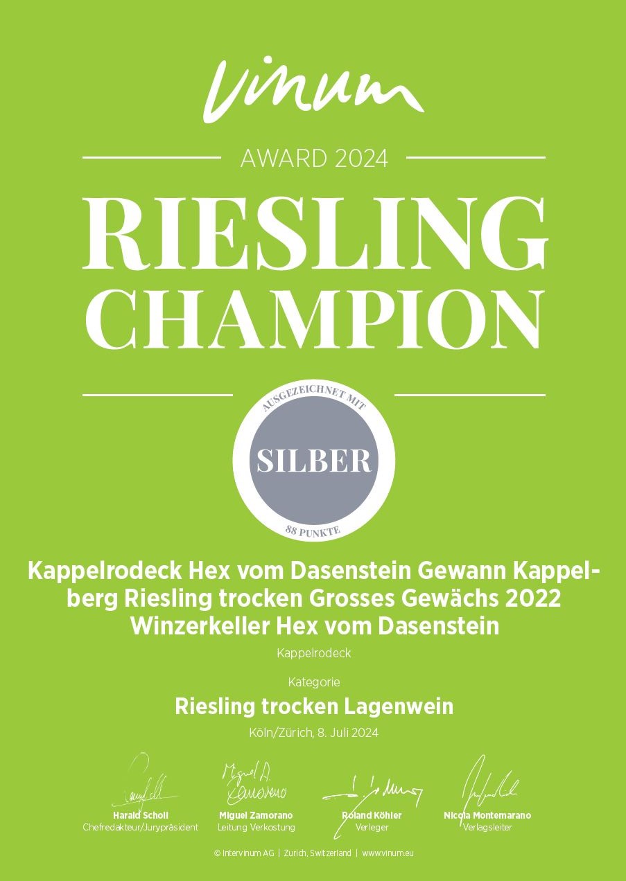 Hex vom Dasenstein Großes Gewächs, Kappelberg Riesling QbA trocken