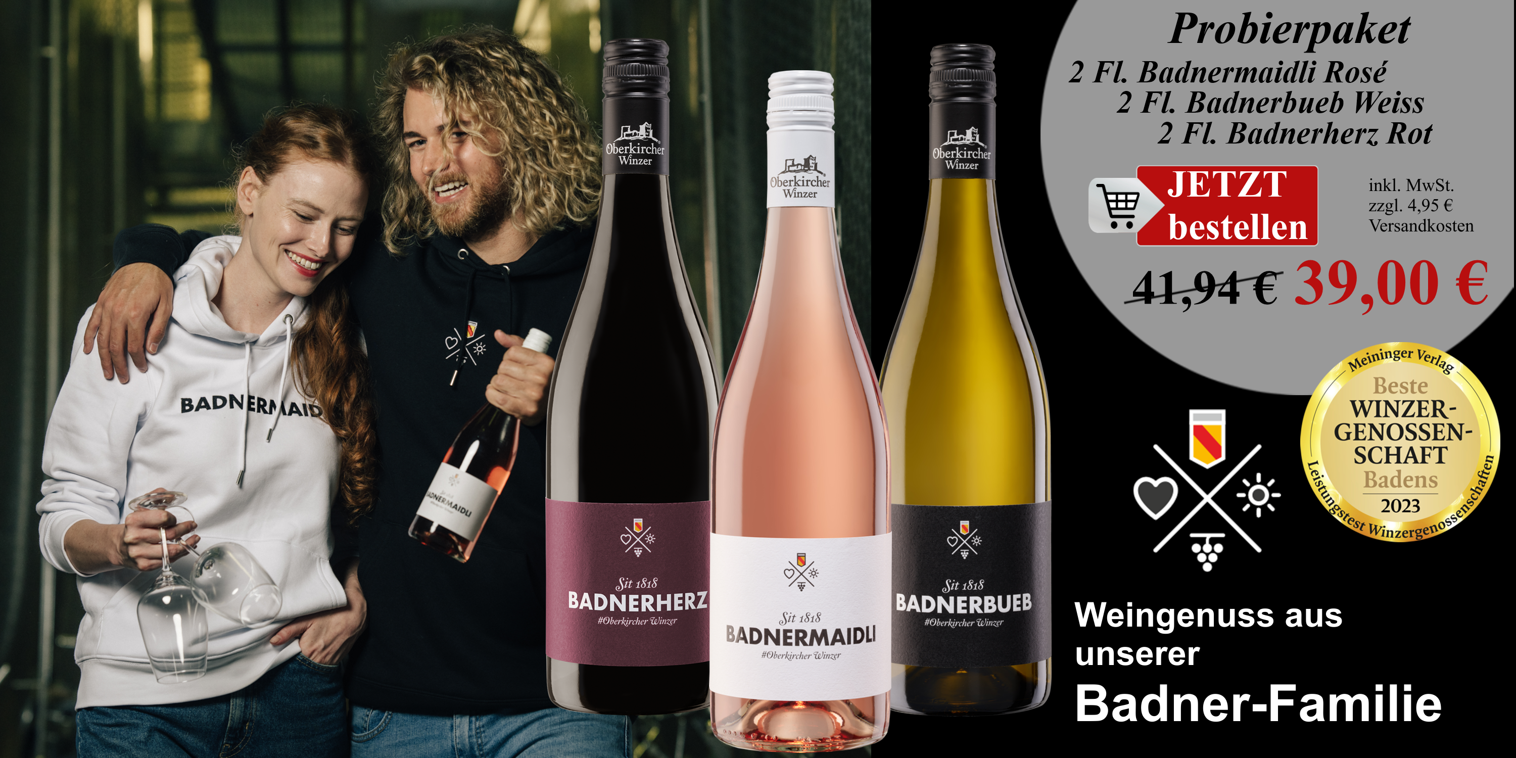 Probierpaket "Badner Familie", je 2 Fl. Badnerbueb / Badnermaidli / Badnerherz