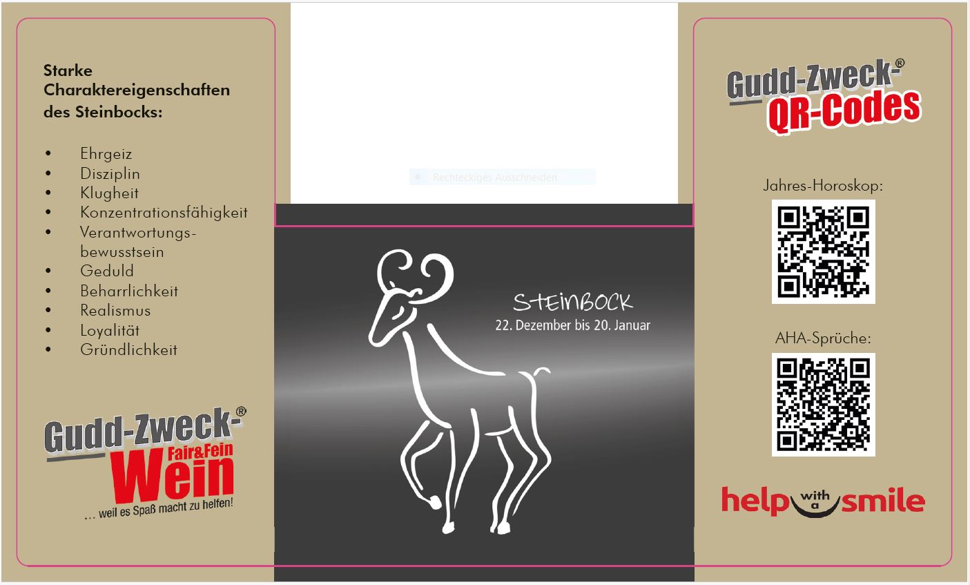 Etikett Sternzeichen - STEINBOCK, Rotary