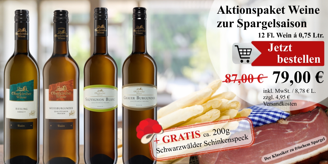 Aktionspaket "Weine zur Spargelsaison" 12 Fl., Oberkircher Winzer