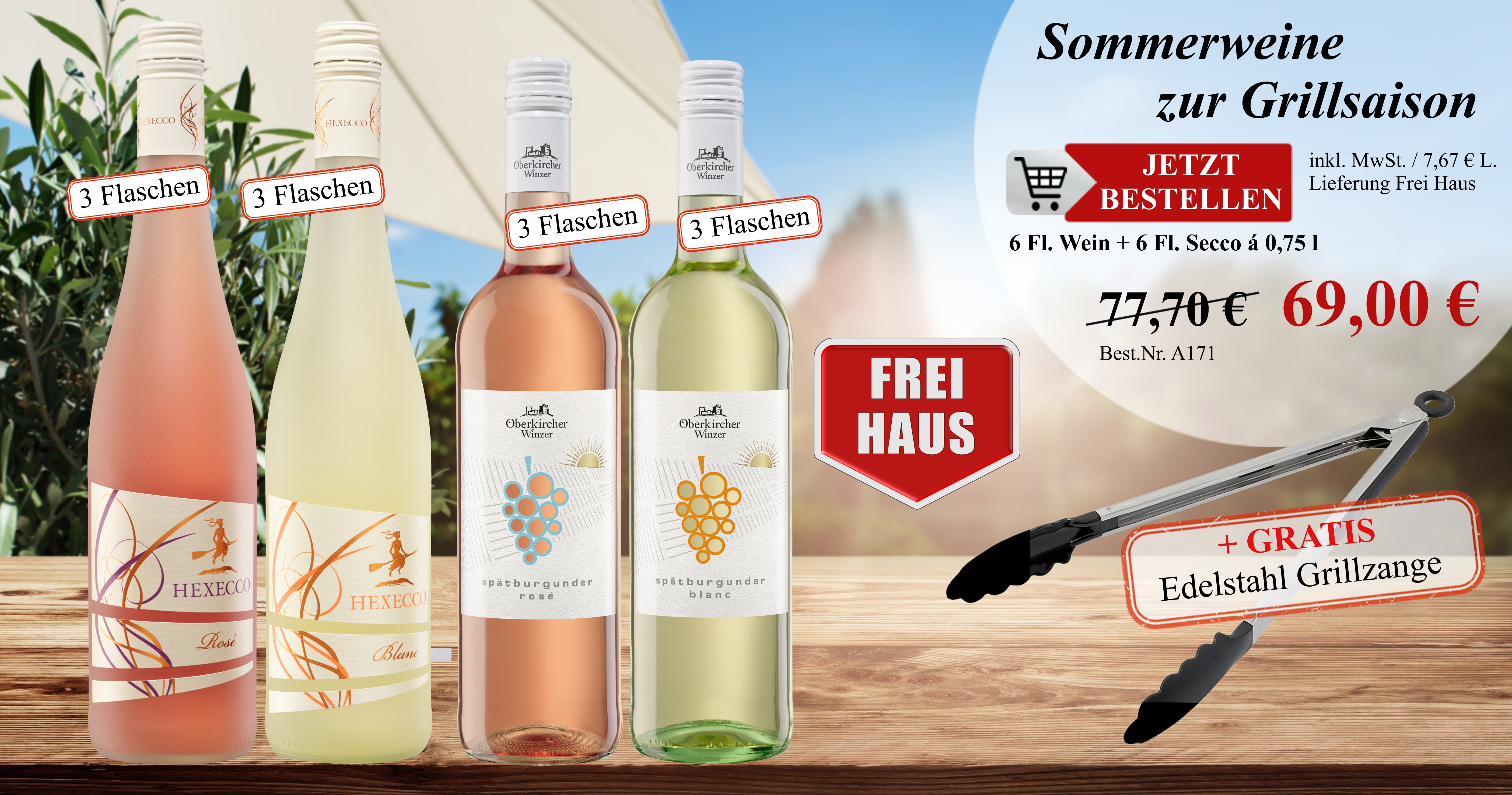Aktionspaket - Sommerweine zur Grillsaison 12 Fl., Oberkircher Winzer/Hex vom Dasenstein