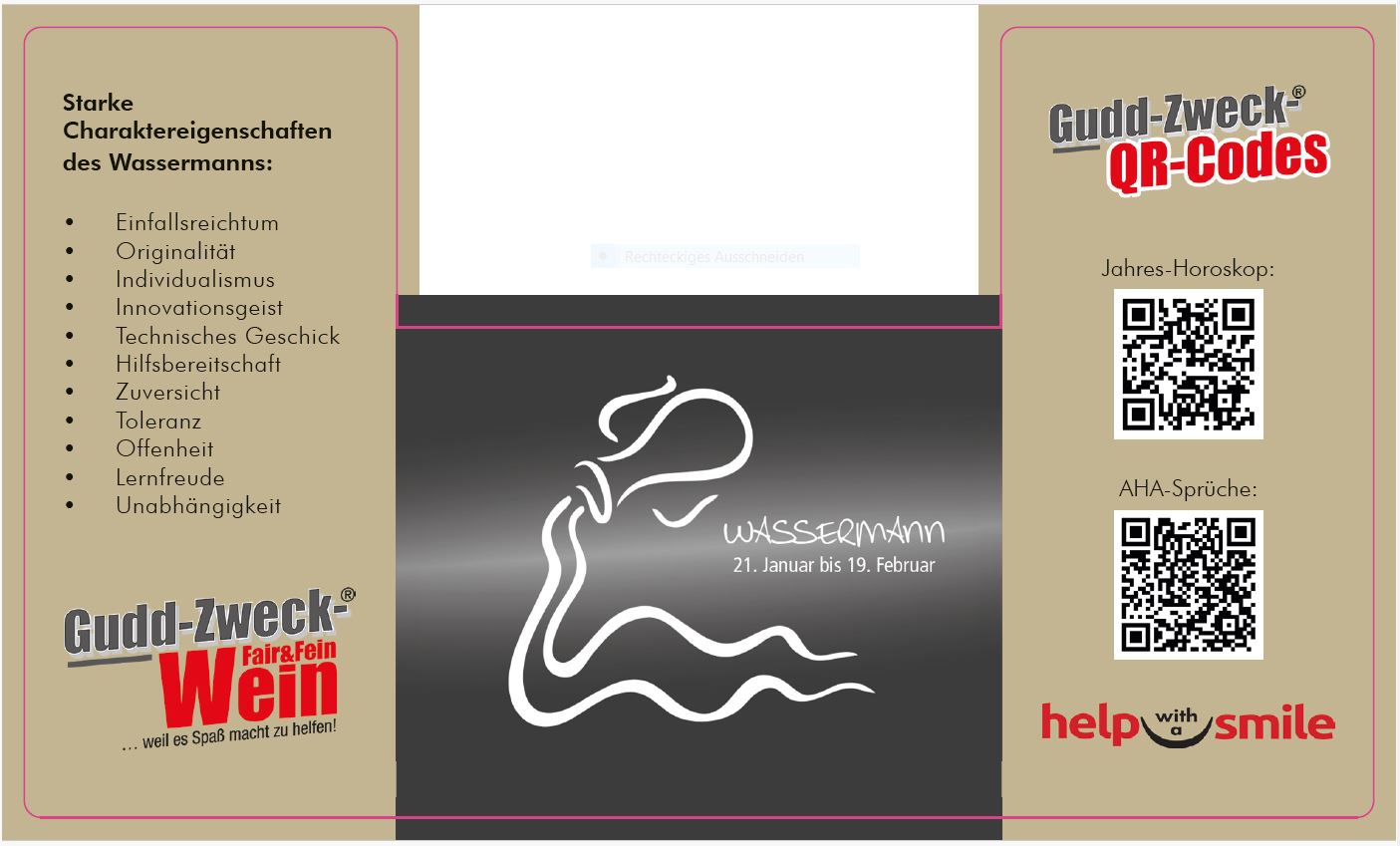 Etikett Sternzeichen - WASSERMANN,  Etikett Sternzeichen - WASSERMANN,