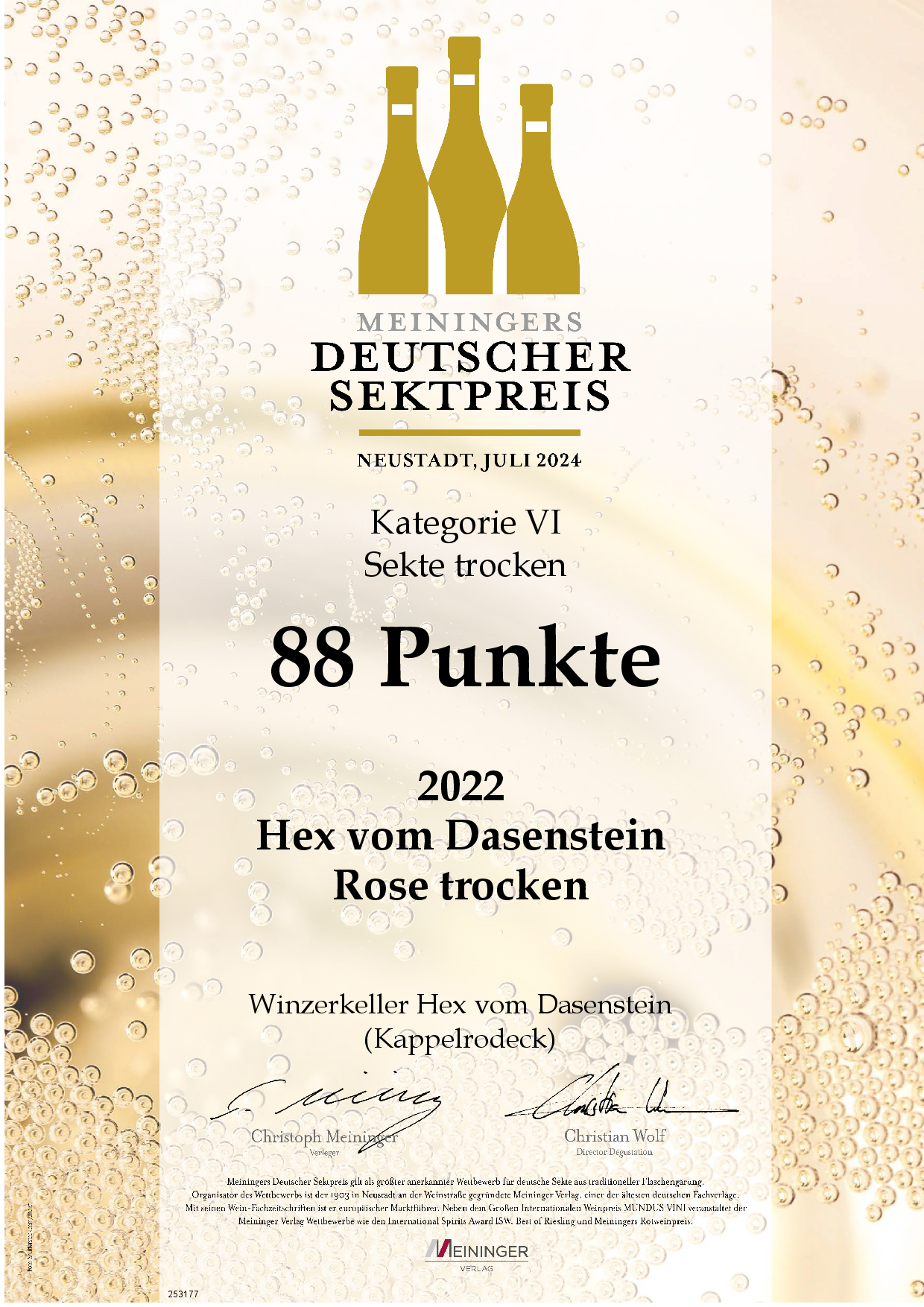 Hex vom Dasenstein, Pinot Rosé Sekt trocken