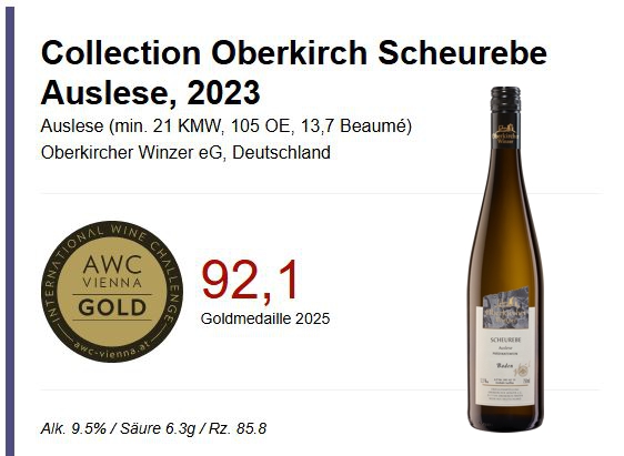 Collection Oberkirch, Scheurebe Auslese